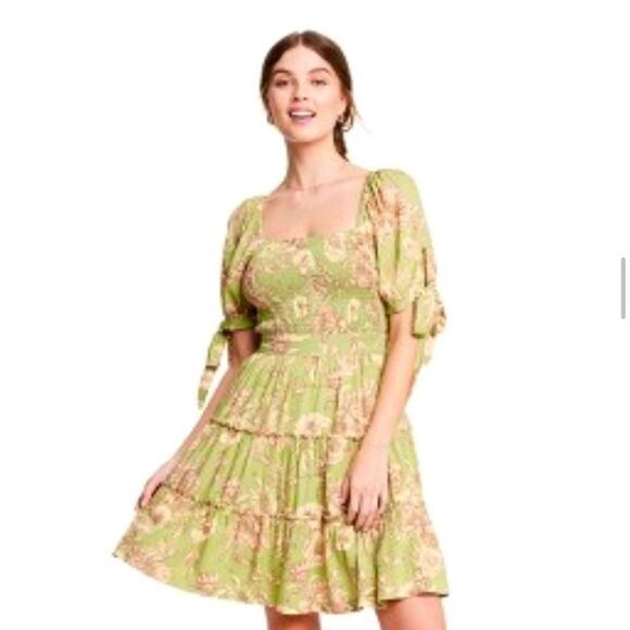 Agua Bendita x Target Dresses & Skirts - Women's Romantic Floral Print Puff Sleeve Mini Dress - Agua Bendita
